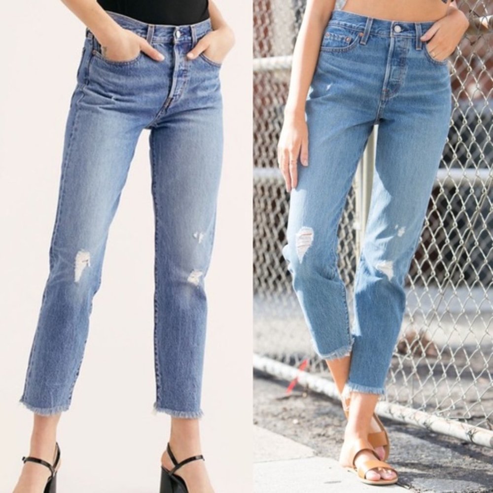 Levi's Light Blue Distressed Ankle Crop Jeans
